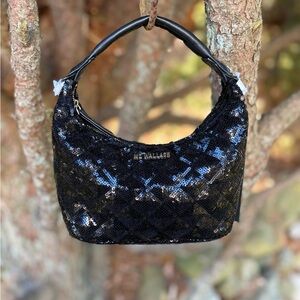 MZ Wallace Black Sequin Mini Hobo Bag NWT